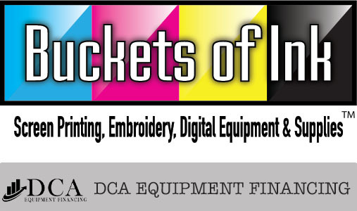 Screen Printing Equipment Financing, Workhorse Products, Buckets of Ink